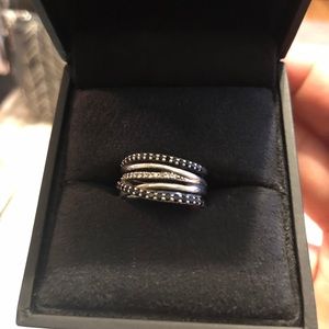 White/Black Diamond Ring